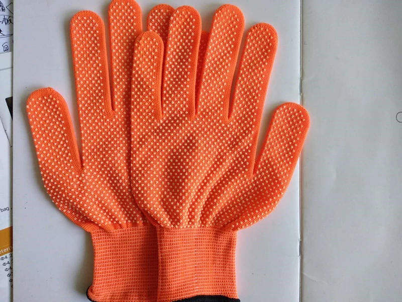 Breathable and Antiskid PVC Dots Coated Nylon Safety Work Gloves